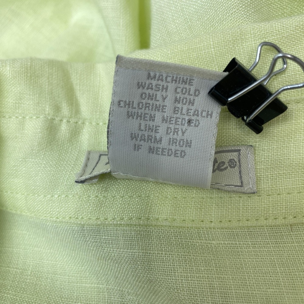 Deane White Shirt Womens 1X Yellow Linen Button Up 3/4 Sleeve Lightweight Pocket - Picture 11 of 12